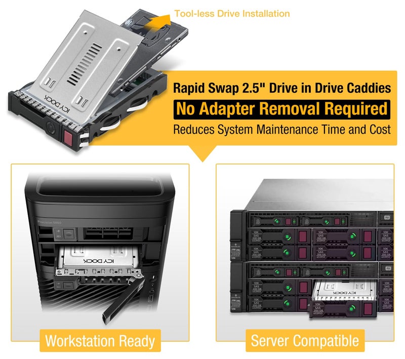 ICY DOCK Enterprise Full Metal 2.5" to 3.5" SAS / SATA (22pin) HDD & SSD Converter / Mounting Kit for Internal 3.5" Drive Bay | EZConvert Pro MB982SP-1S - Image 2